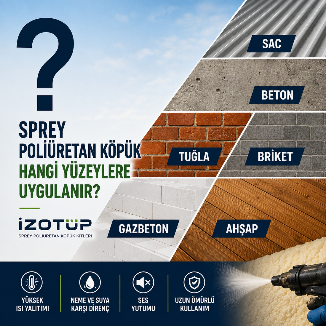 Sprey Poliüretan Köpük Hangi Yüzeylere Uygulanır?
